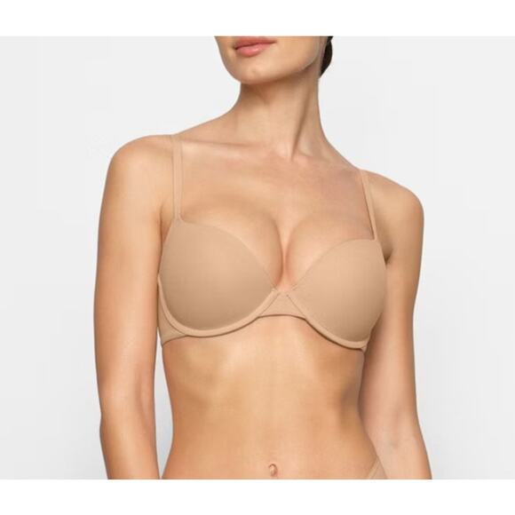 SKIMS Fits Everybody Push-Up Demi Bra Ochre Nude Size 36DD Soft Stretch Sexy - Picture 1 of 6